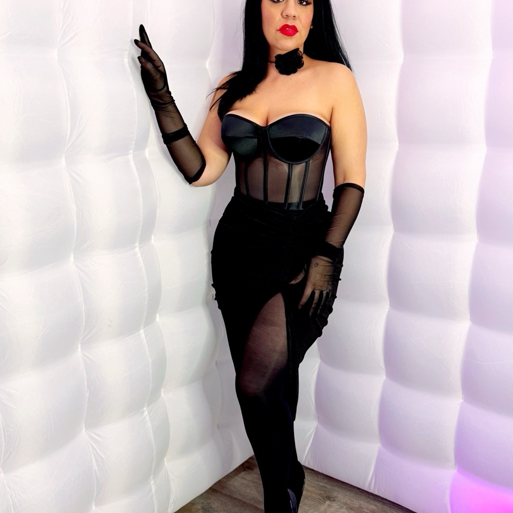 Sophisticated Black  corset with Sheer Accents